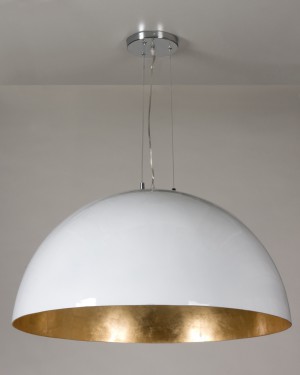 Moderne Pendelleuchte Kuppel, Farbe Weiß-Gold, Durchmesser 90 cm 