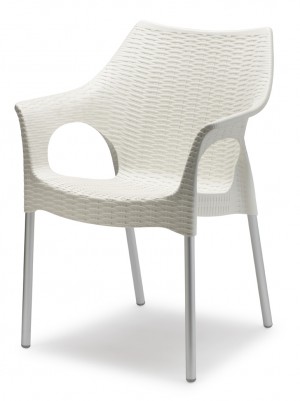 Design Stuhl, Kunststoff, Leinen, Sitzhöhe 45 cm