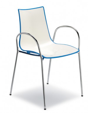 Design Stuhl, Kunststoff, verchromt, Sitzhöhe 48 cm