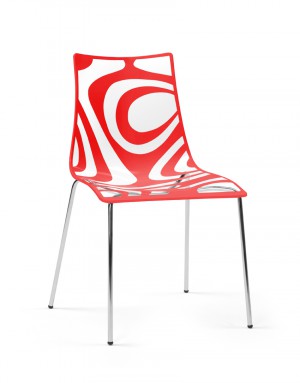 Design Stuhl rot stapelbar, Stuhl rot-transparent