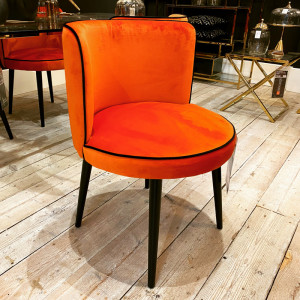 Stuhl orange, Stuhl rund gepolstert
