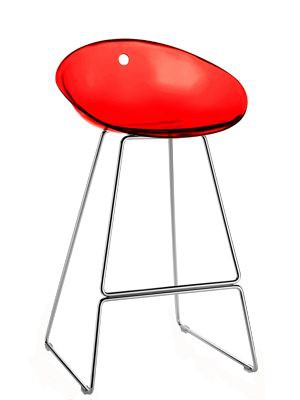 Barstuhl rot, Design Barhocker rot transparent, Sitzhöhe 65 cm