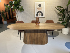 Ovaler Esstisch braun, ovaler Tisch schwarz, Esstisch Massivholz, Breite 230 cm