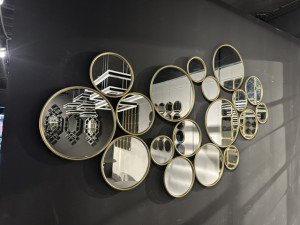Spiegel Gold, runder Wandspiegel Gold,  Breite 160 cm