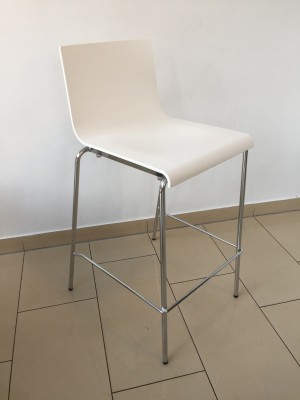 Design Barhocker weiß, Barstuhl weiß - chrome, Sitzhöhe 67 cm