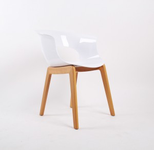 Design Stuhl Holz Buche Kunststoff Sitz weiß