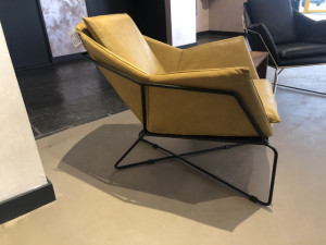 Leder Sessel gelb vintage, Sessel Leder schwarz Metall Gestell