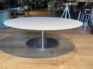Couchtisch oval weiß, ovaler  Tisch weiß, Loungetisch oval weiß, Länge 120 cm