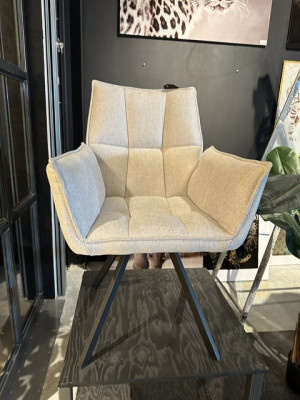 Stuhl beige,  Stuhl gepolstert grau