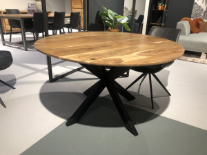 Tisch oval Landhaus, Esstisch rund Metall-Tischgestell, ovaler Tisch Industriedesign, Breite 210 cm