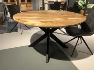 Tisch rund Landhaus, Esstisch rund Metall-Tischgestell, runder Tisch Industriedesign, Durchmesser 130 cm