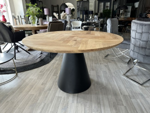 Tisch rund Eiche Tischplatte, runder Esstisch Fischgrätenmuster Tischplatte rund, Durchmesser 140 cm