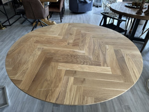 Runde Tischplatte Eiche, Tischplatte rund, Tischplatte Fischgrätenmuster, Durchmesser 130 cm
