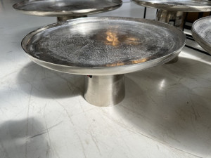 Runder Couchtisch Silber, Couchtisch rund Silber, Durchmesser 78 cm
