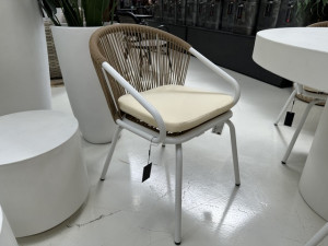 Gartenstuhl weiß-taupe, Stuhl weiß