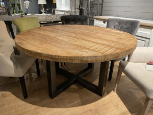 Runder Tisch braun Naturholz, Tisch rund Industrie anthrazit, Esstisch rund Landhausstil,   Durchmesser 150 cm