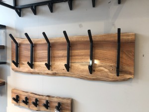 Wandgarderobe Holz-Metall, Garderobe Holz/Akazie, Breite 100 cm