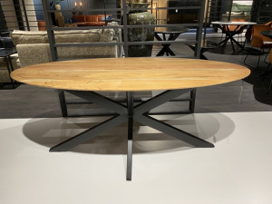 Tisch oval Landhaus, Esstisch rund Metall-Tischgestell, ovaler Tisch Industriedesign, Breite 240 cm