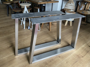 Tischbeine Edelstahl Trapez-Form, Tischgestell Edelstahl, Tischfuß Edelstahl, Breite 78 cm