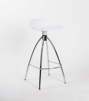 Design Bar-Tresenhocker, Farbe Weiß - Chrom, Sitzhöhe 80 cm