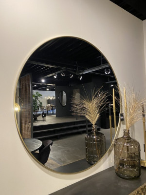 Spiegel rund Gold, Wandspiegel Gold, runder Spiegel Gold, Durchmesser 120 cm