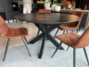 Esstisch schwarz rund, runder Tisch schwarz, runder Esstisch schwarz, Breite 120 cm