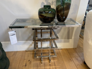 Konsole Silber, Glas-Konsole verchromt, Breite 100 cm