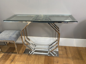 Konsole Silber, Glas-Konsole verchromt, Breite 120 cm