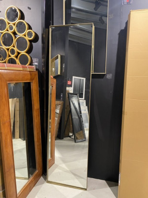 Spiegel Gold, Wandspiegel Metallrahmen schwarz, Wandspiegel Gold, Höhe 225 cm