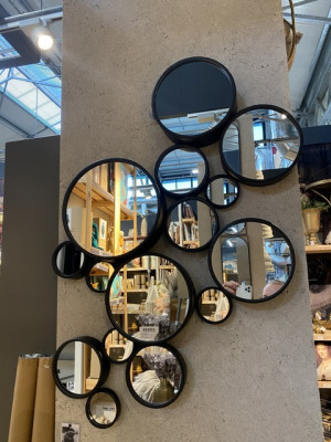 Spiegel schwarz, Deko-Spiegel schwarz,  Höhe 107 cm