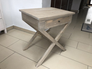 Nachttisch Naturholz, Beistelltisch Landhausstil, Beistelltisch Holz, Maße 55 x 45 cm