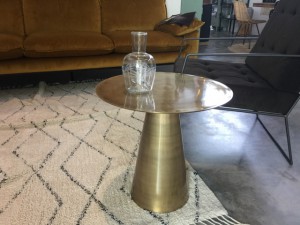 Beistelltisch rund Metall Gold, Beistelltisch Gold-Farbe Metall, Tisch rund Gold, Durchmesser 49 cm