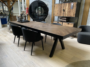 Esstisch braun, Tisch Metall Tischgestell schwarz, Breite 300 cm