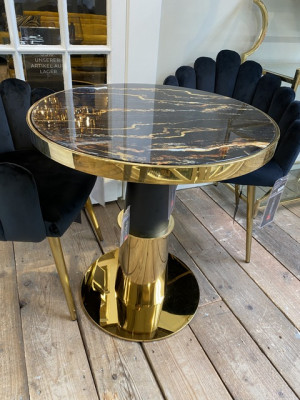 Bistrotisch Gold, runder Bistrotisch schwarz, Tisch Gold rund, Durchmesser 70 cm