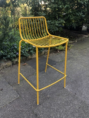 Metall Barstuhl gelb, Barstuhl gelb Metall stapelbar, Barhocker gelb Metall, Sitzhöhe 65 cm