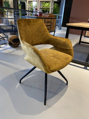 Stuhl Farbe Senf,  Stuhl mit Armlehne Metall-Gestell