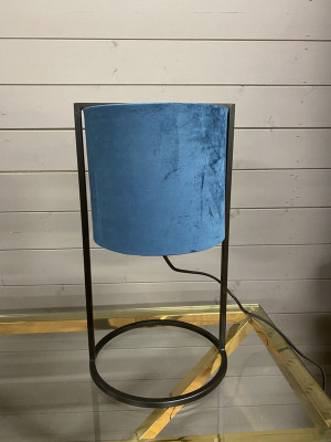 Tischlampe blau Lampenschirm, Tischleuchte schwarz-blau, Tischlampe Lampenschirm blau, Höhe 45 cm