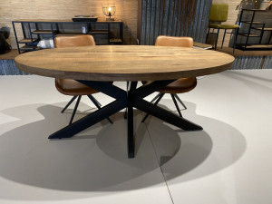 Ovaler Esstisch Industriedesign, Tisch oval Metall-Gestell, ovaler Tisch, Breite 180 cm