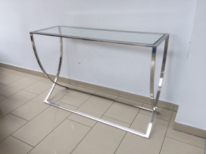 Konsole Silber Glas-Metall verchromt, Wandtisch verchromt Glas, Maße 120x40 cm