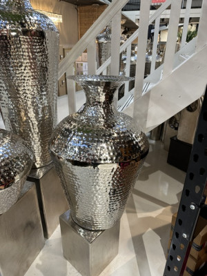 Vase Silber, Bodenvase Silber, Höhe 120 cm