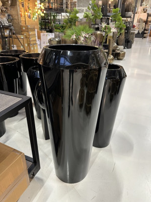 Bodenvase schwarz, Bodenvase Metall groß, Vase schwarz, Höhe 120 cm
