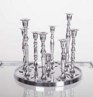 Kerzenständer Silber 9-armig,  Kerzenhalter aus Aluminium, Ø 30 cm