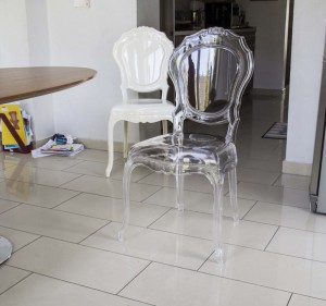 Stuhl Barock aus Polycarbonat, Stuhl transparent