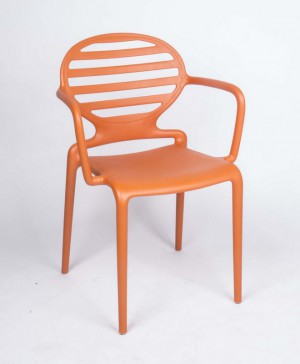 Design Stuhl Kunststoff Armlehne orange