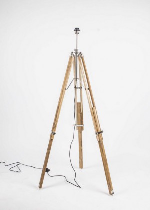 Lampenfuß für eine Stehlampe, Farbe Naturholz-Chrome, Höhe 100-180 cm