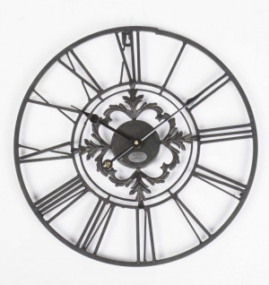 Wanduhr Metall im Landhausstil, Uhr schwarz  vintage, Ø 102 cm