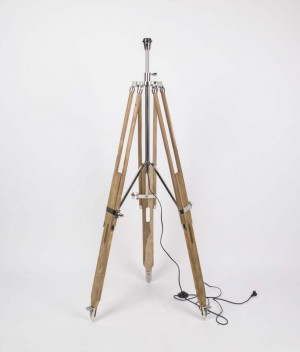Lampenfuß für eine Stehlampe, Farbe Naturholz-Chrome, Höhe 114-180 cm