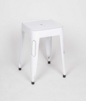 Hocker Weiß aus Metall im Industriedesign, Sitzhöhe 45 cm