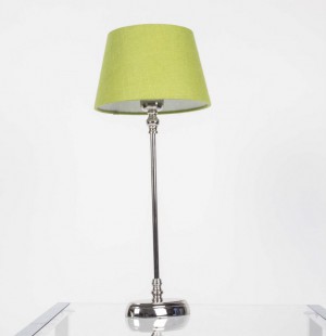 Tischlampe mit Lampenschirm Farbe grün, Tischlampe verchromt, Höhe 50 cm