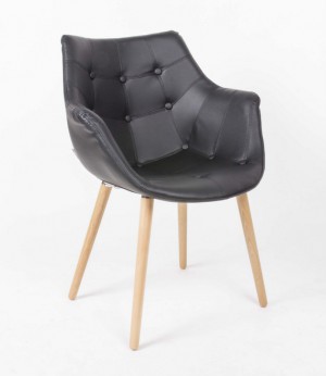 Designerstuhl mit Kunstleder bezogen, gepolstert in Farbe schwarz